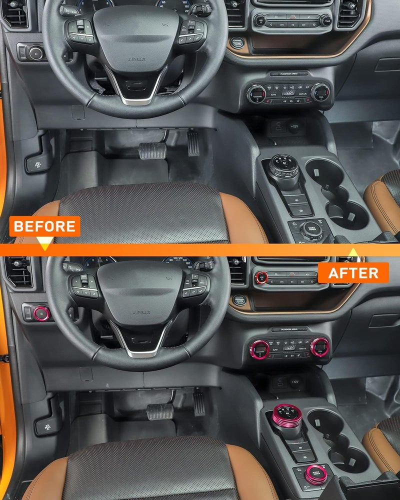 Savadicar CKT02 Billet Aluminum Control Knob Trim Sets, Headlight/4WD/HVAC Climate Control Knob Bezels, Air Conditioner/Radio Switch Cover for 2021-2025 Ford Bronco Sport, Interior Accessories, Pink - Image 4